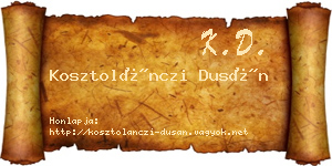 Kosztolánczi Dusán névjegykártya
